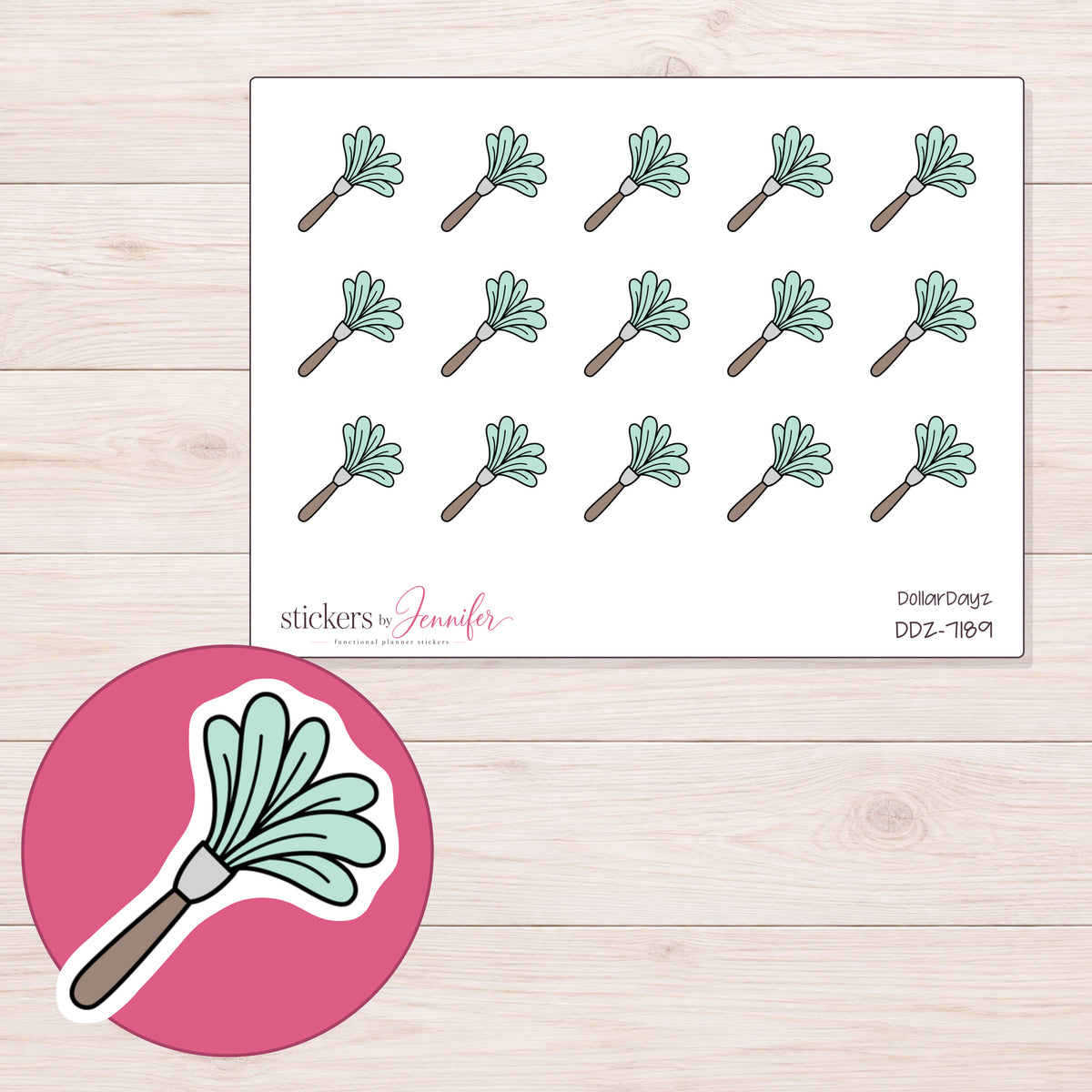 DDZ-7189 planner sticker sheet with enlarged sticker detail
