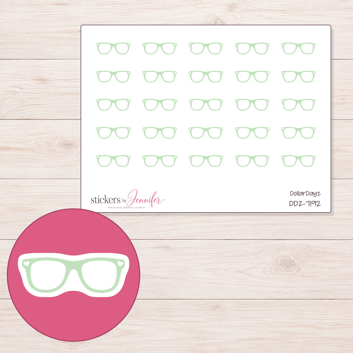 DDZ-7192 planner sticker sheet with enlarged sticker detail
