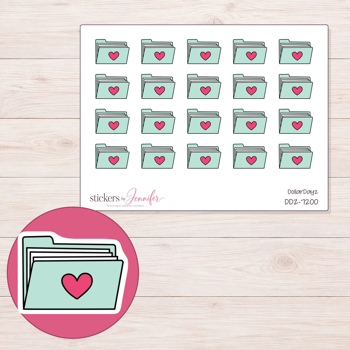 DDZ-7200 planner sticker sheet with enlarged sticker detail