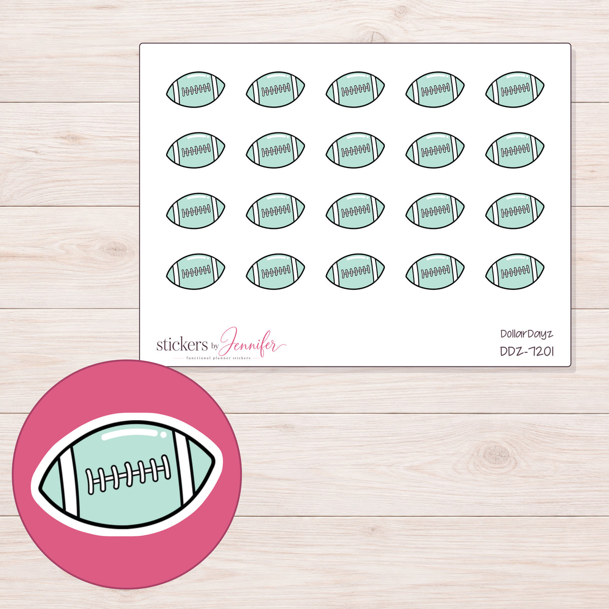 DDZ-7201 planner sticker sheet with enlarged sticker detail