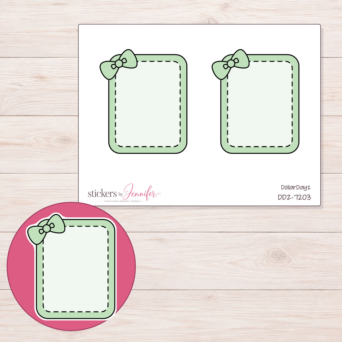 DDZ-7203 planner sticker sheet with enlarged sticker detail