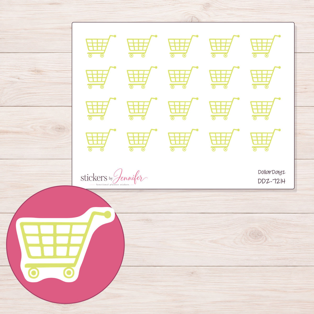 DDZ-7214 planner sticker sheet with enlarged sticker detail