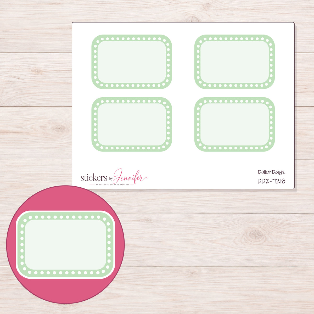 DDZ-7218 planner sticker sheet with enlarged sticker detail