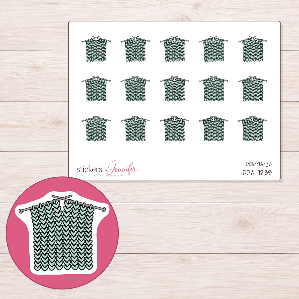DDZ-7238 planner sticker sheet with enlarged sticker detail