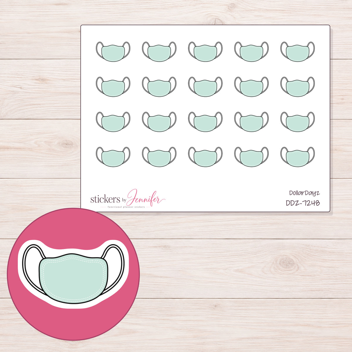 DDZ-7248 planner sticker sheet with enlarged sticker detail