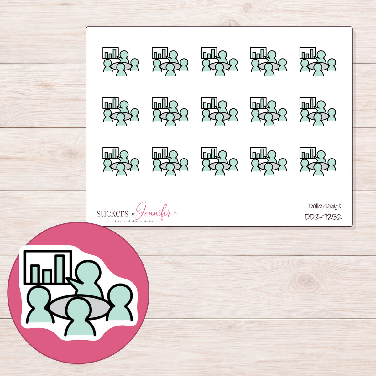 DDZ-7252 planner sticker sheet with enlarged sticker detail