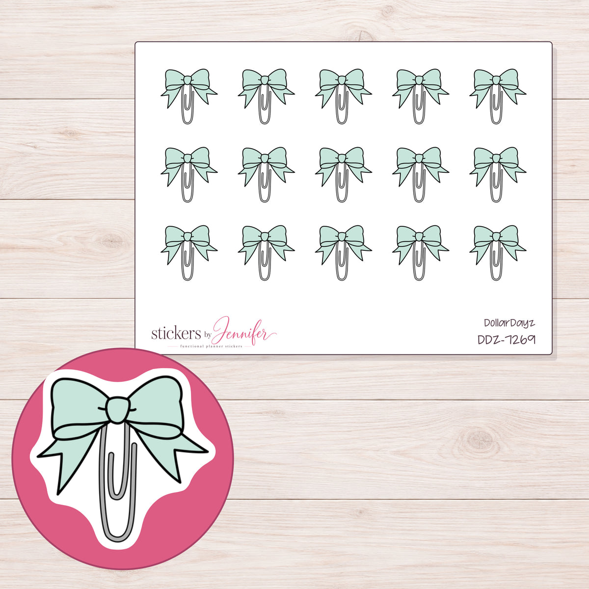 DDZ-7269 planner sticker sheet with enlarged sticker detail