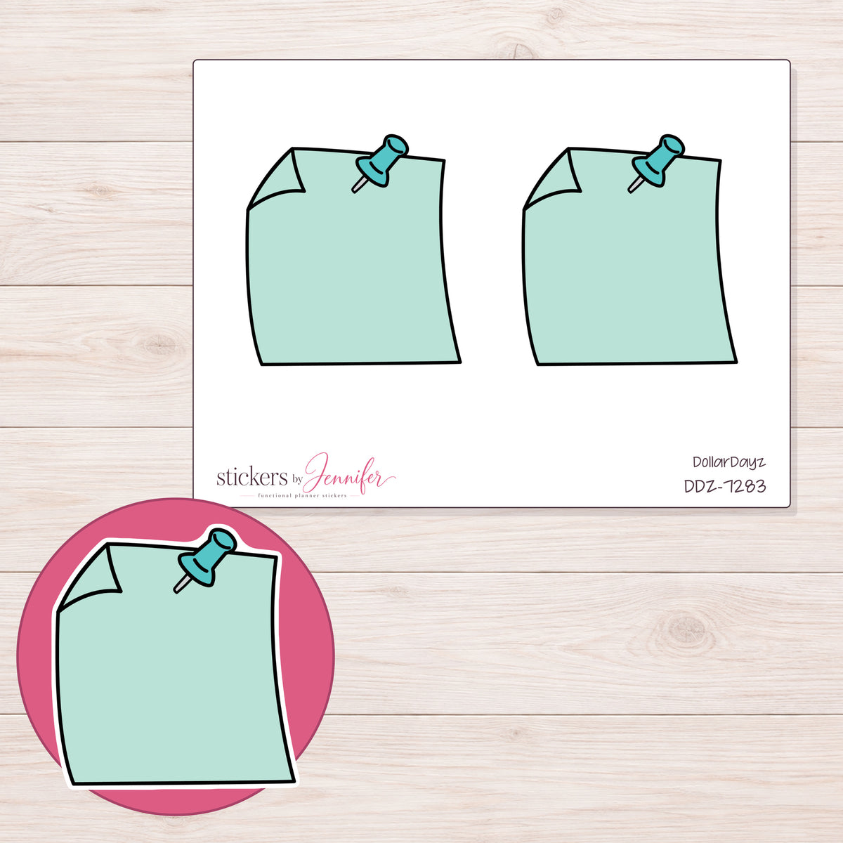 DDZ-7283 planner sticker sheet with enlarged sticker detail