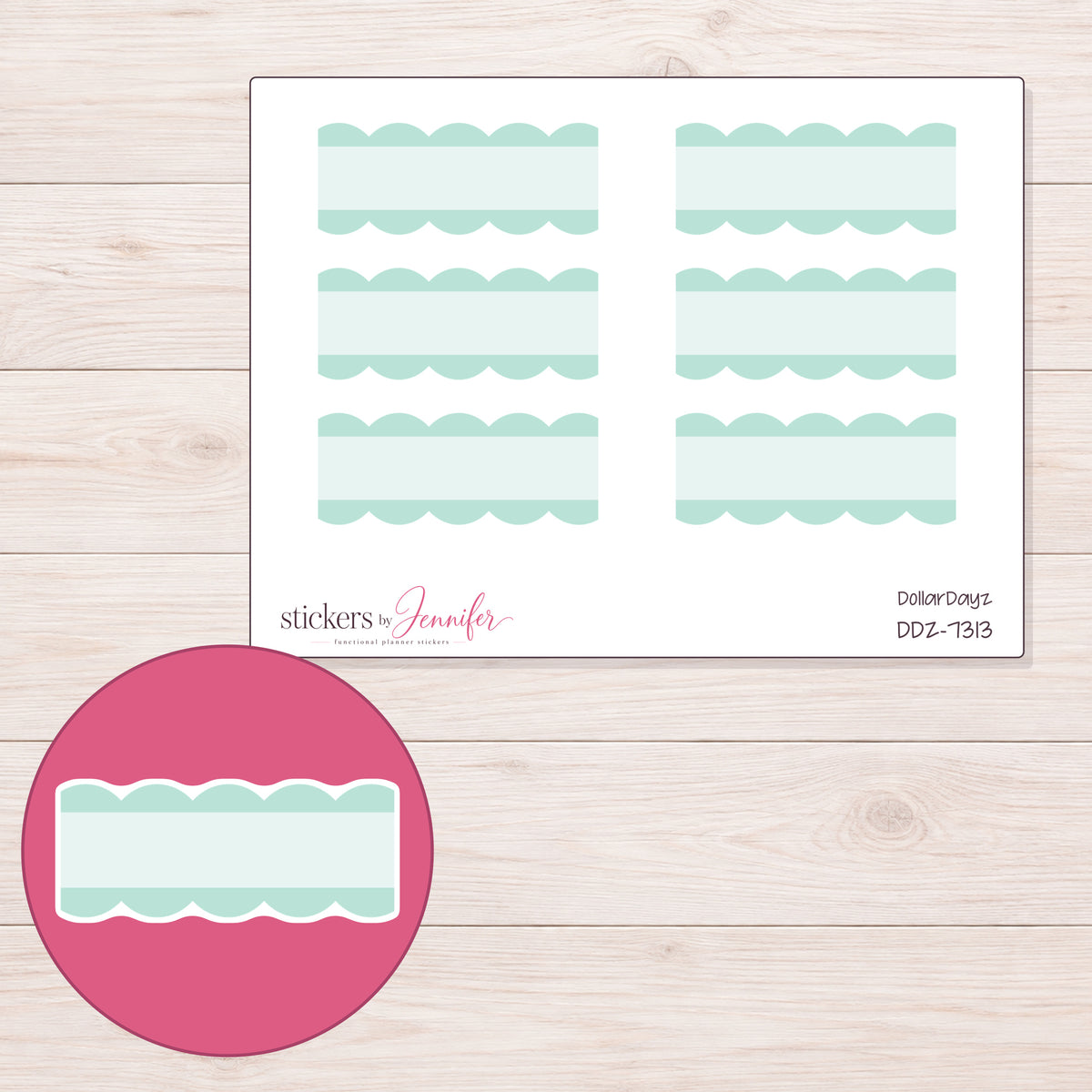 DDZ-7313 planner sticker sheet with enlarged sticker detail