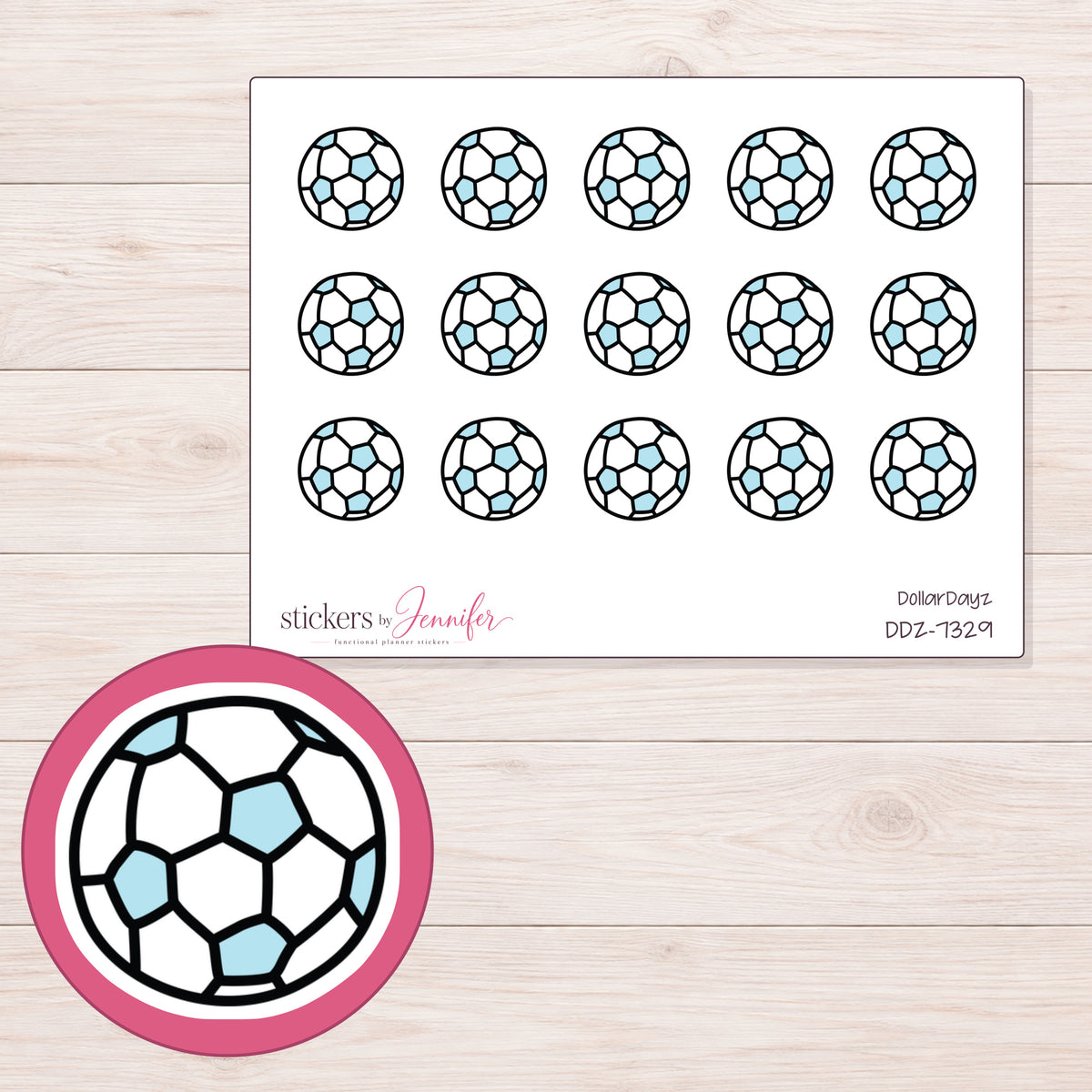 DDZ-7329 planner sticker sheet with enlarged sticker detail