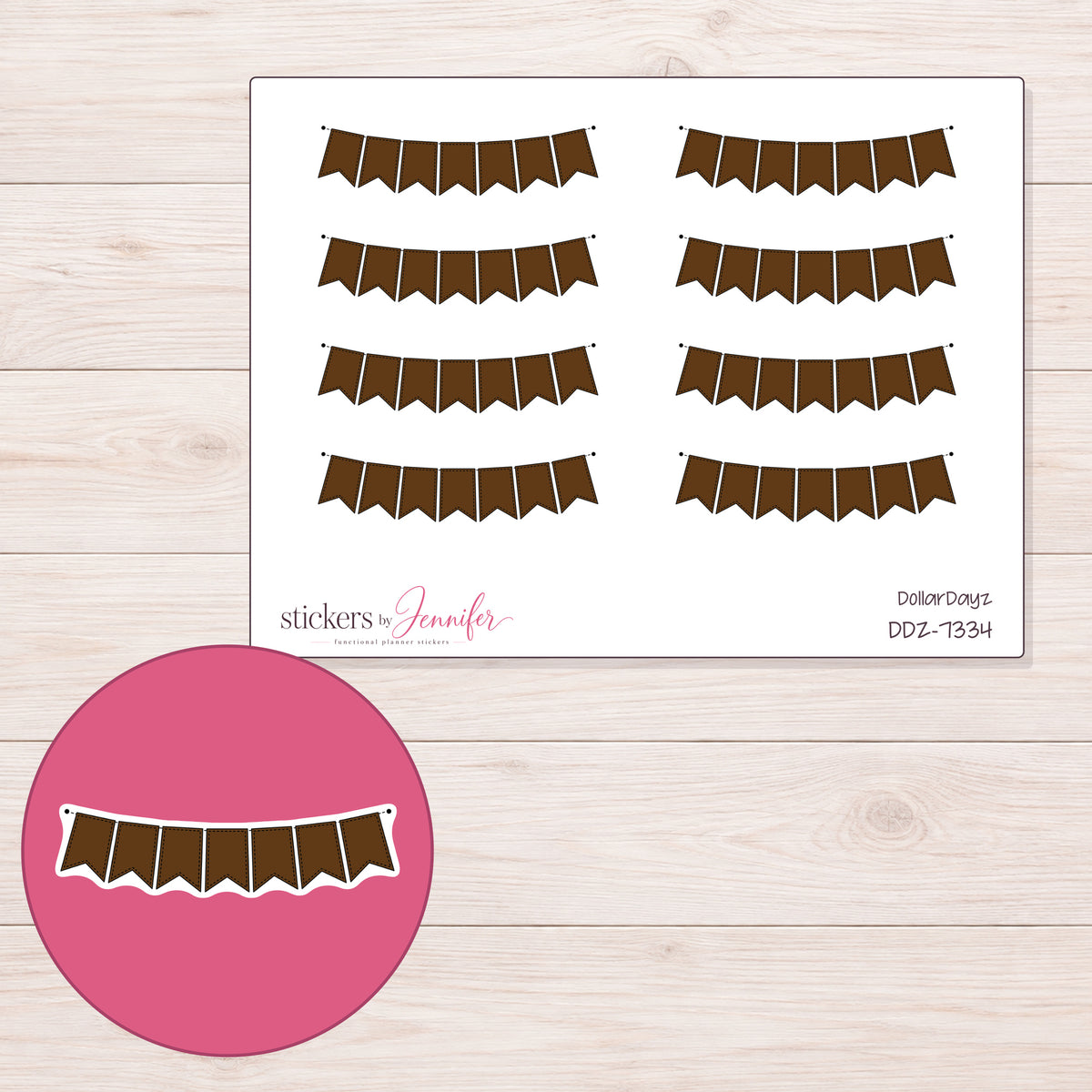 DDZ-7334 planner sticker sheet with enlarged sticker detail