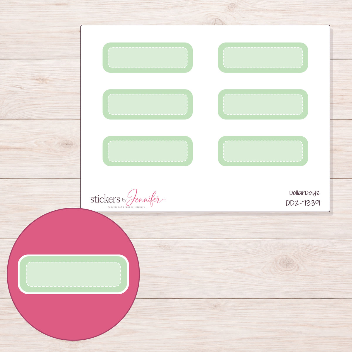 DDZ-7339 planner sticker sheet with enlarged sticker detail