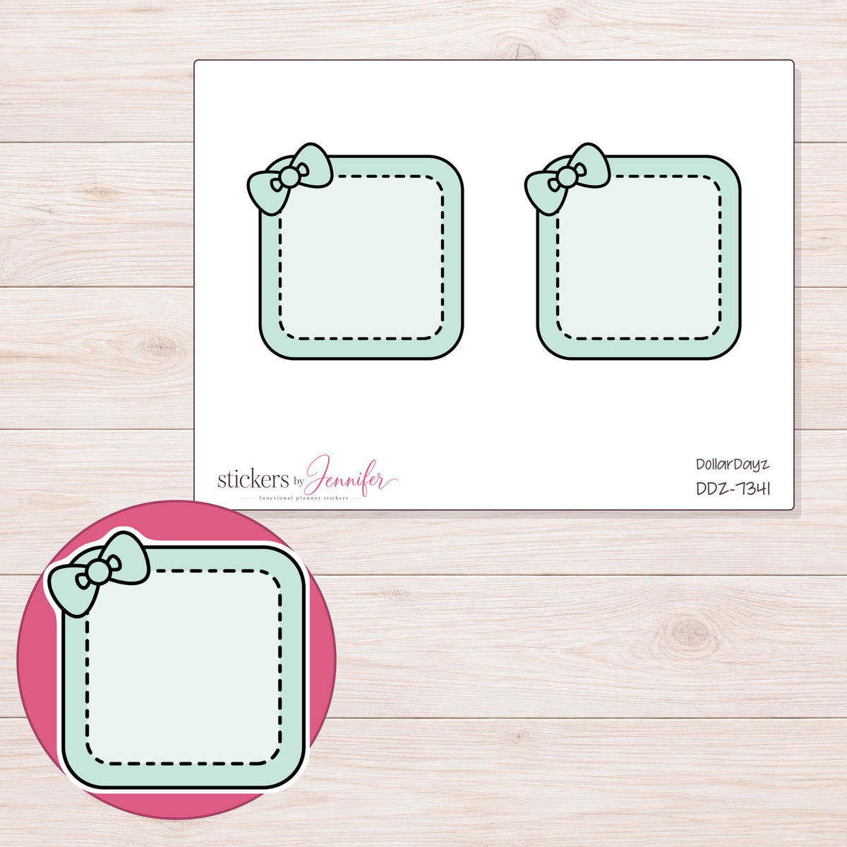 DDZ-7341 planner sticker sheet with enlarged sticker detail