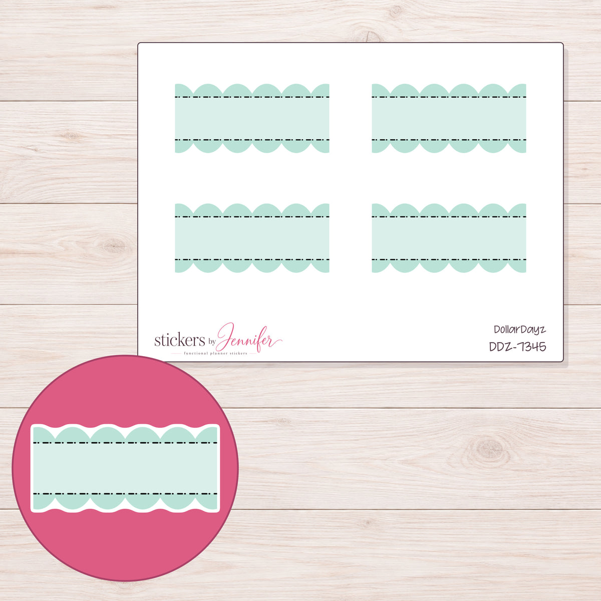 DDZ-7345 planner sticker sheet with enlarged sticker detail