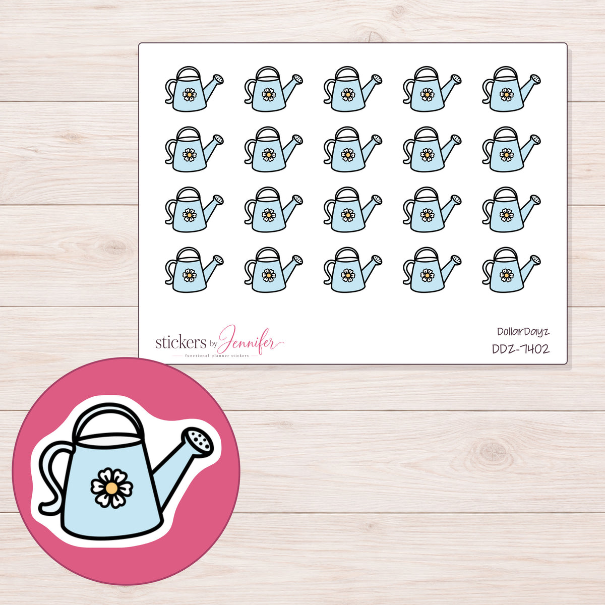 DDZ-7402 planner sticker sheet with enlarged sticker detail