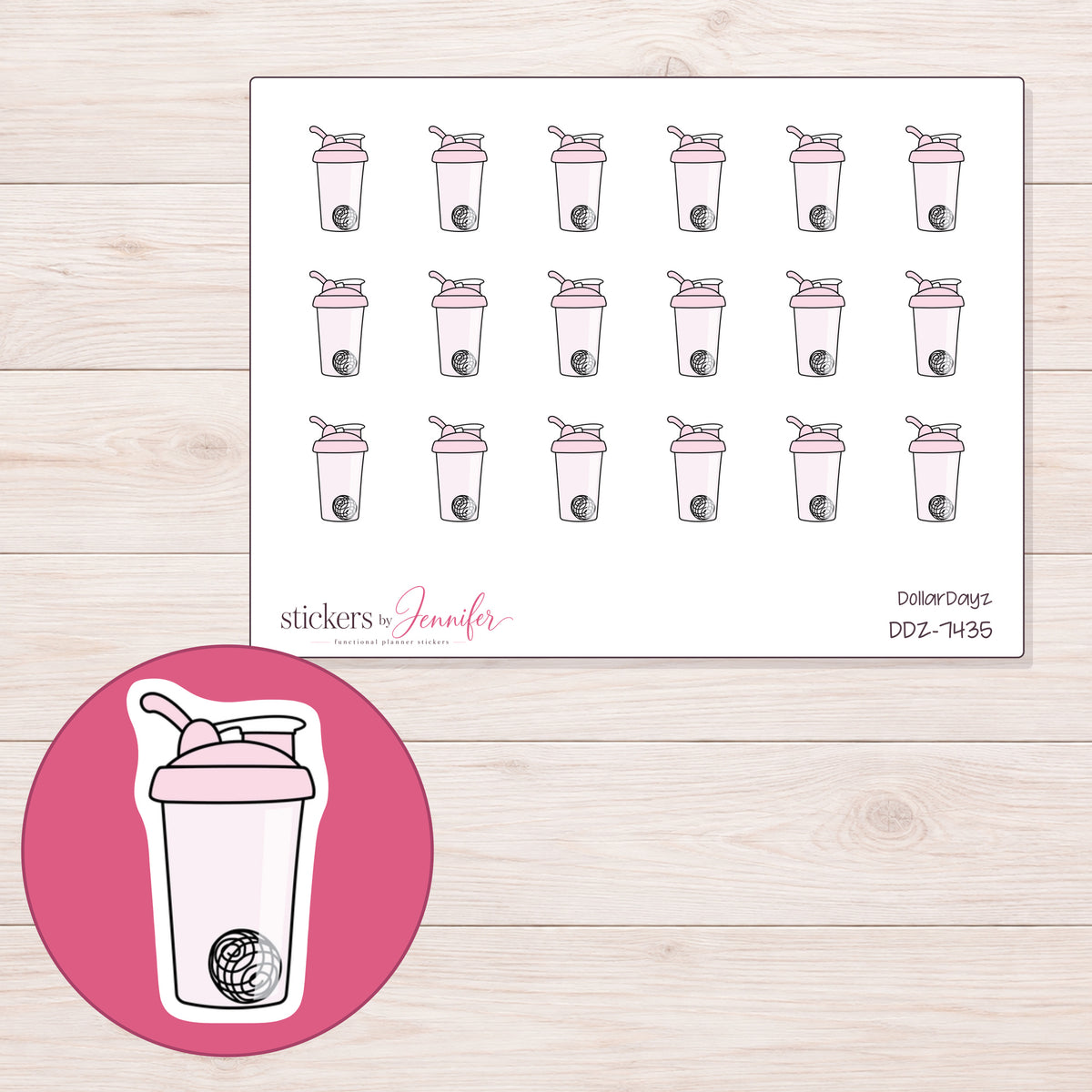 DDZ-7435 planner sticker sheet with enlarged sticker detail