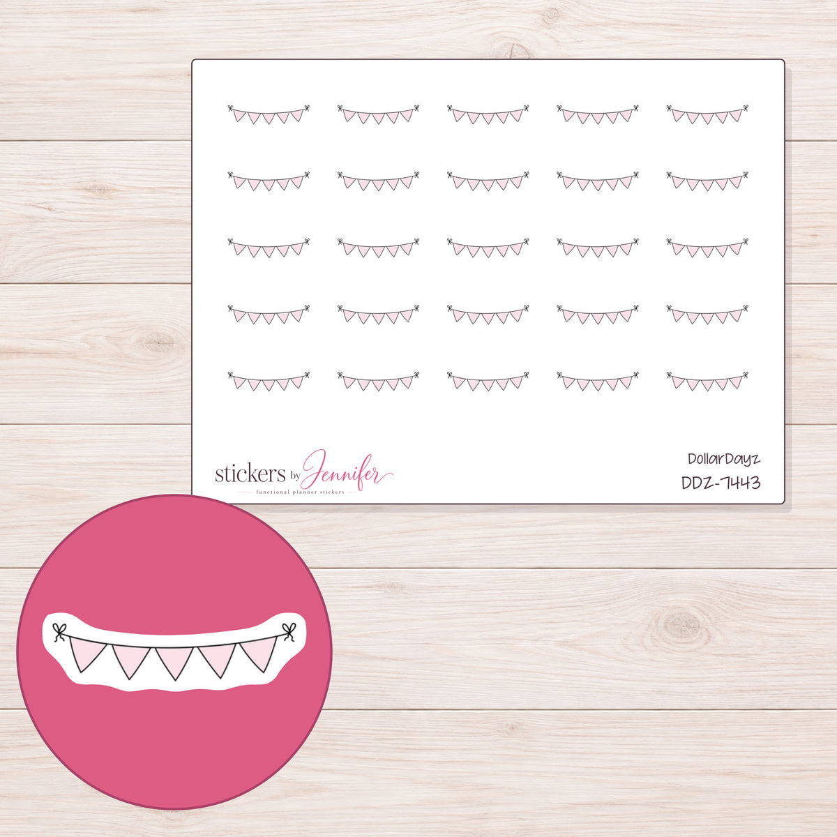 DDZ-7443 planner sticker sheet with enlarged sticker detail
