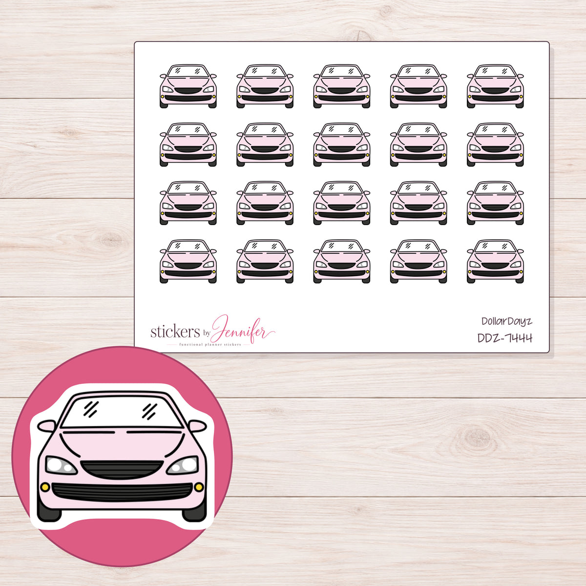 DDZ-7444 planner sticker sheet with enlarged sticker detail