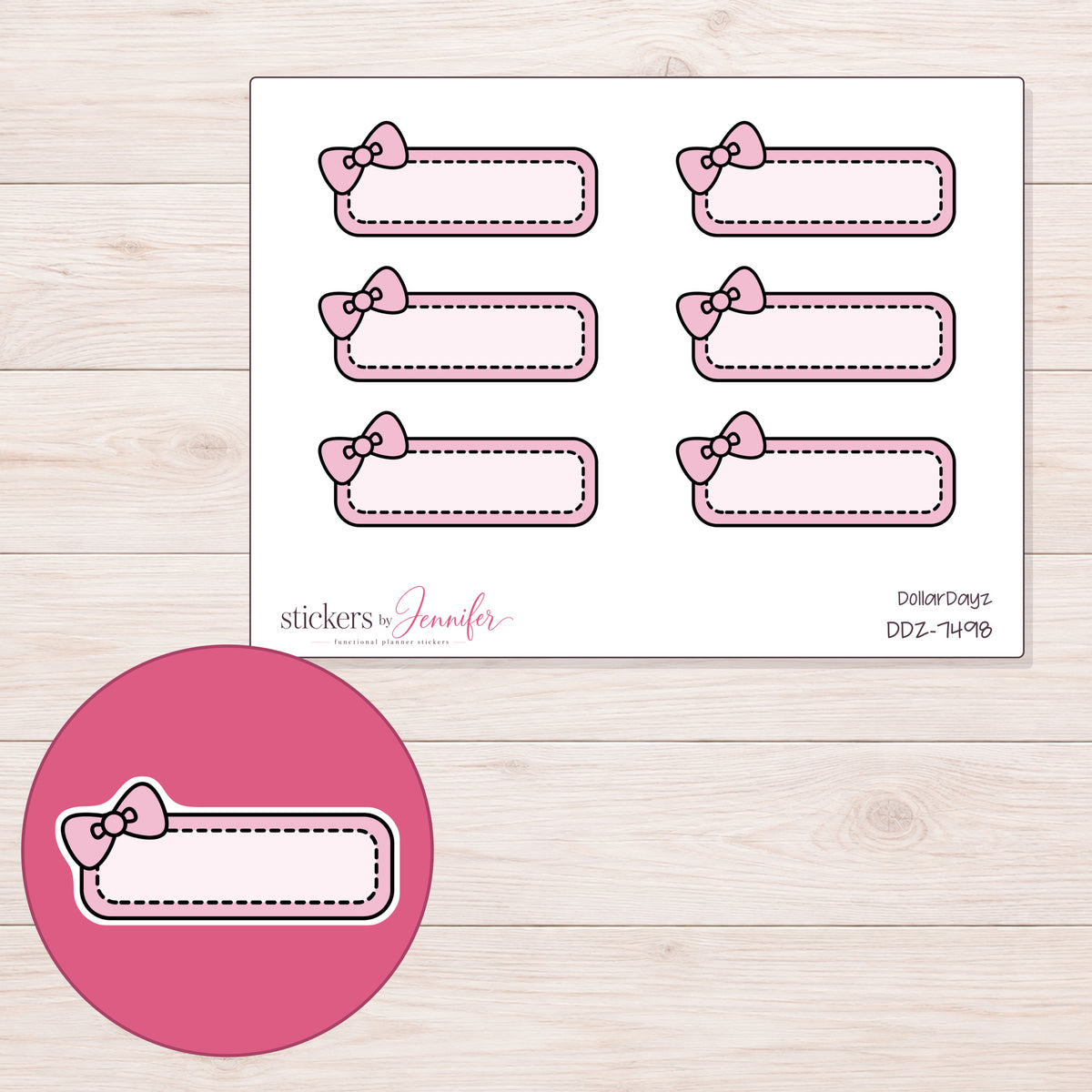 DDZ-7498 planner sticker sheet with enlarged sticker detail