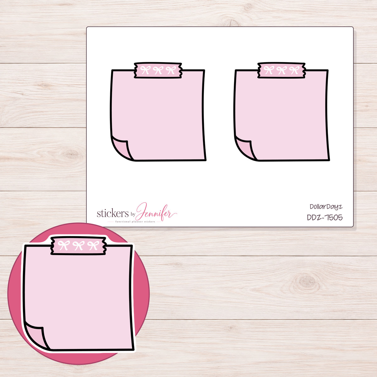 DDZ-7505 planner sticker sheet with enlarged sticker detail