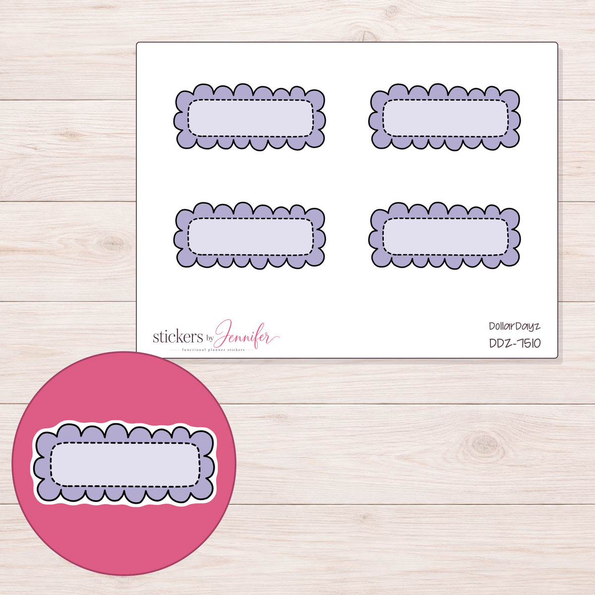 DDZ-7510 planner sticker sheet with enlarged sticker detail
