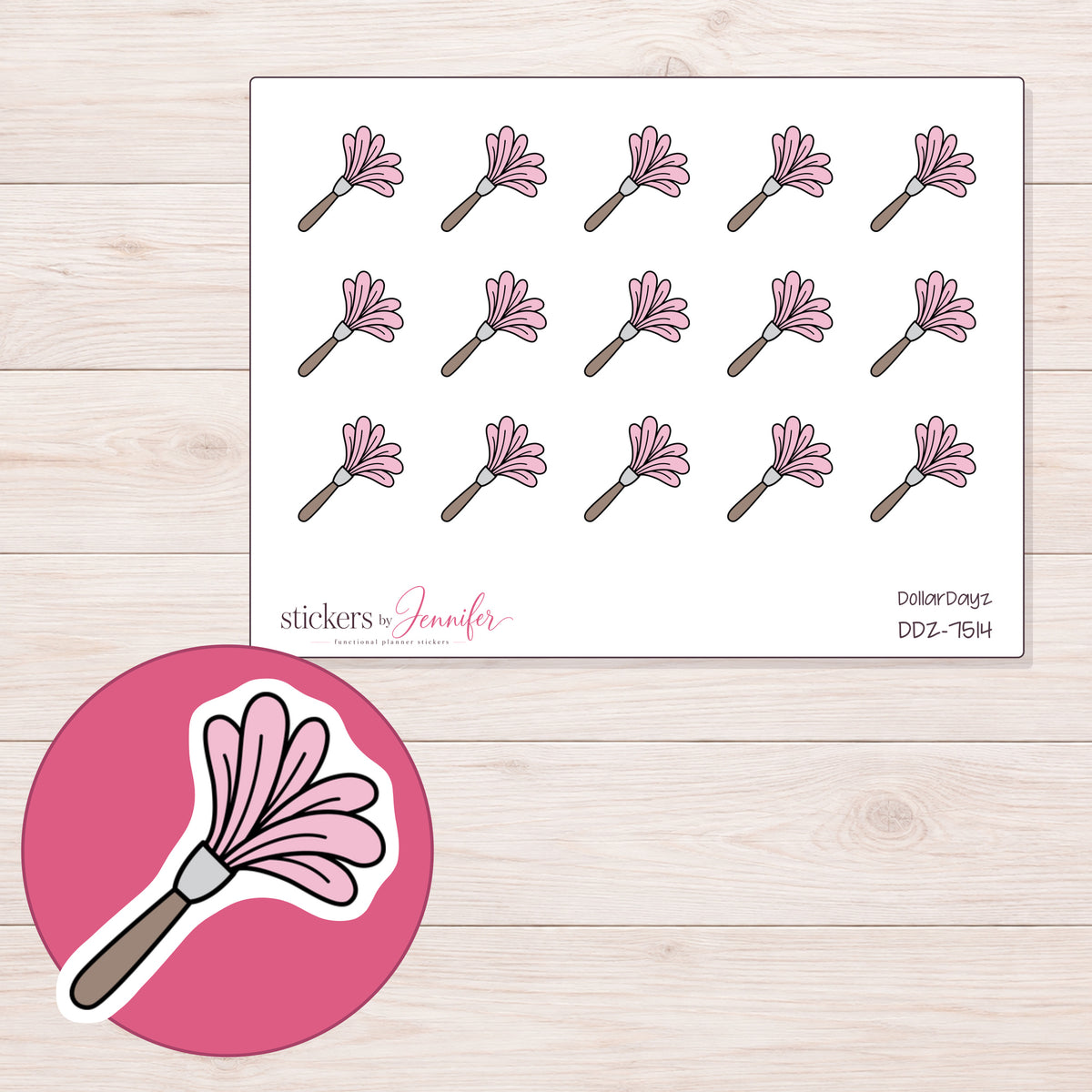DDZ-7514 planner sticker sheet with enlarged sticker detail
