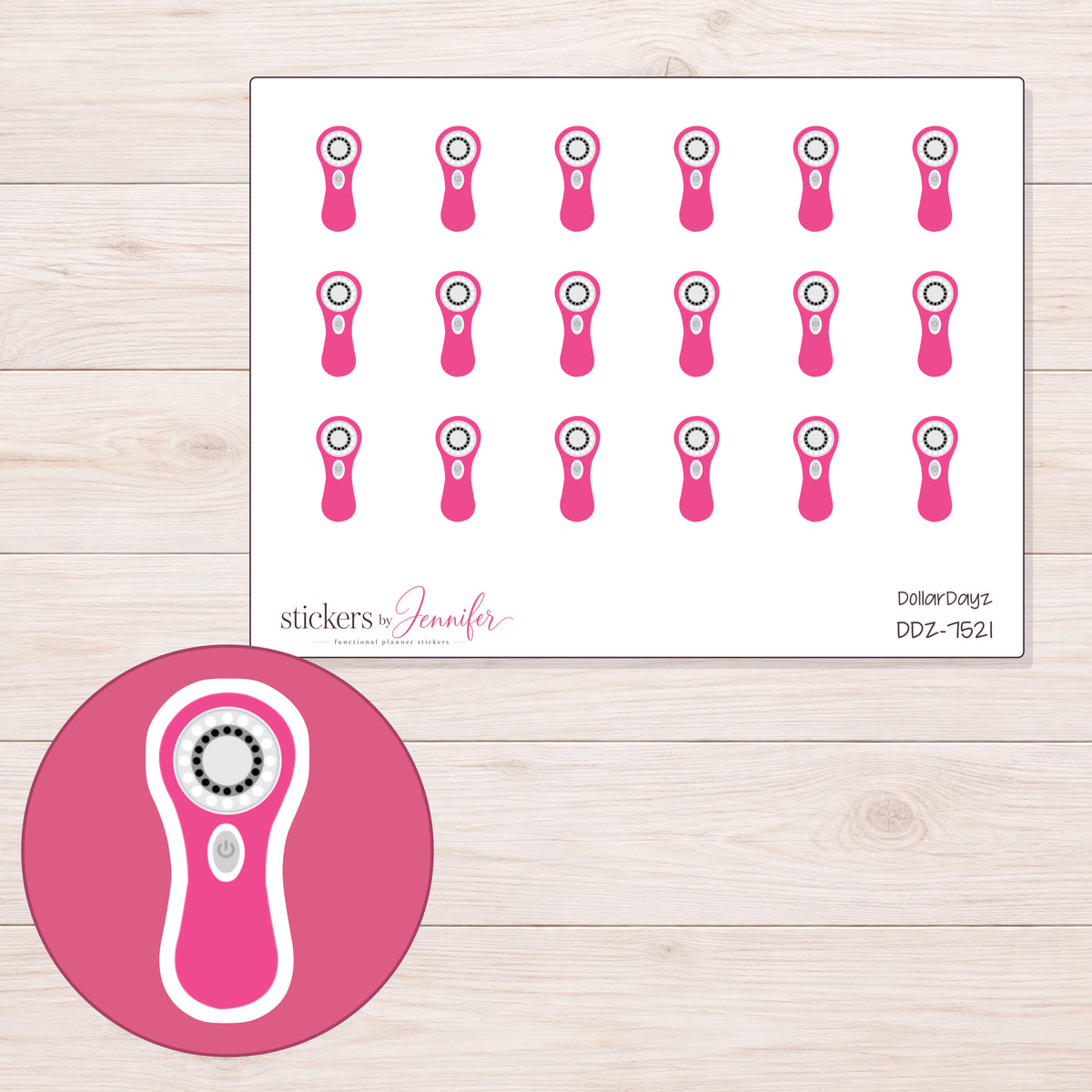 DDZ-7521 planner sticker sheet with enlarged sticker detail