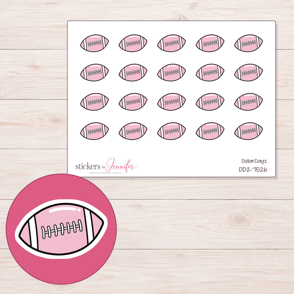 DDZ-7526 planner sticker sheet with enlarged sticker detail