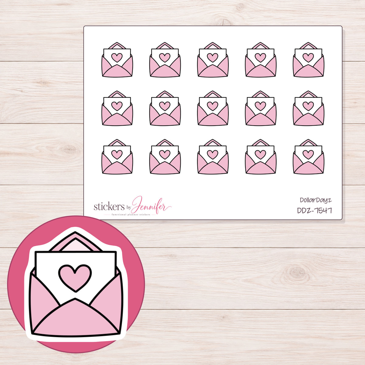 DDZ-7547 planner sticker sheet with enlarged sticker detail