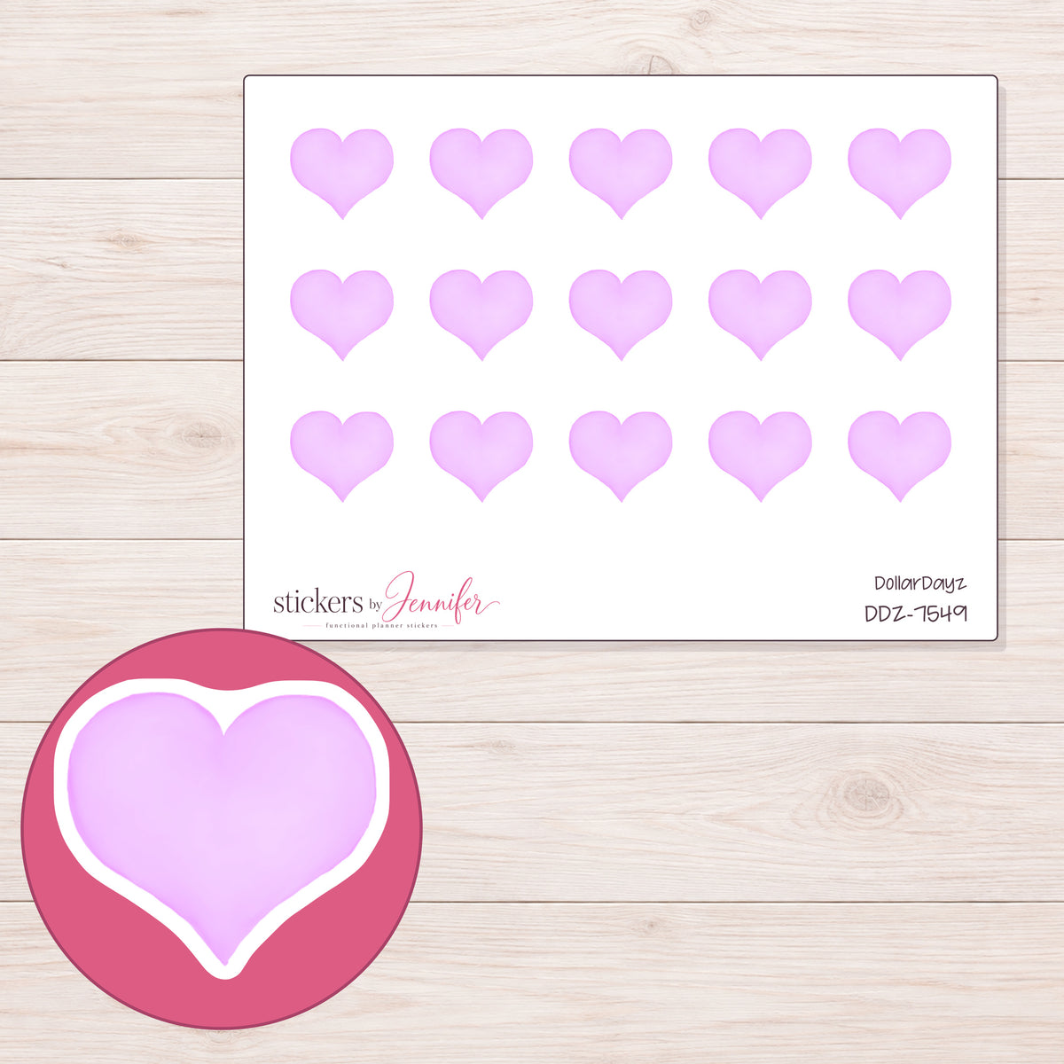 DDZ-7549 planner sticker sheet with enlarged sticker detail