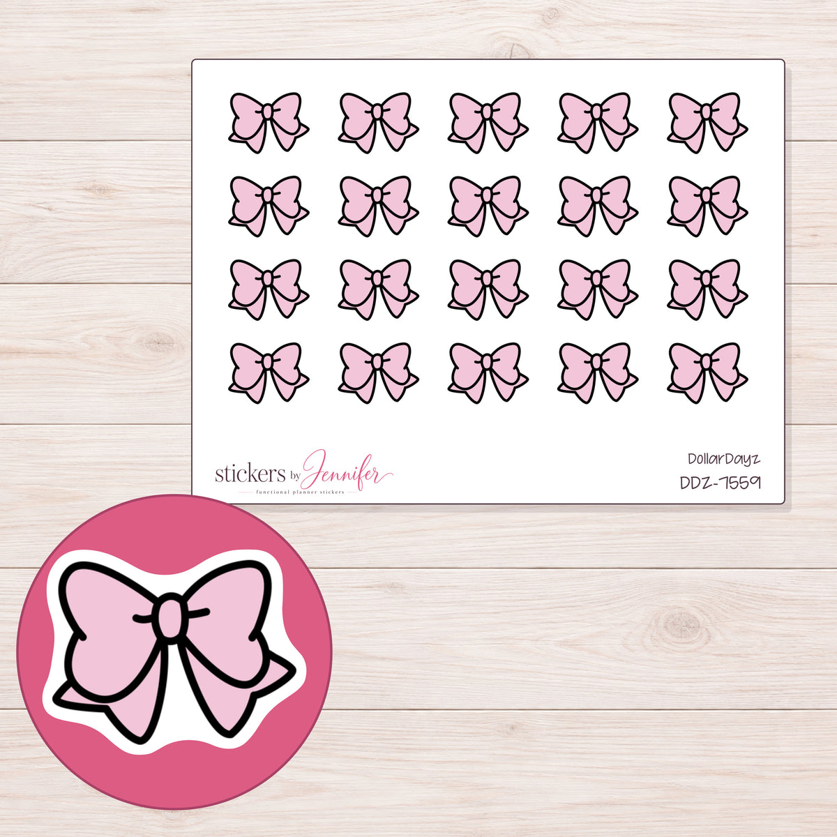 DDZ-7559 planner sticker sheet with enlarged sticker detail