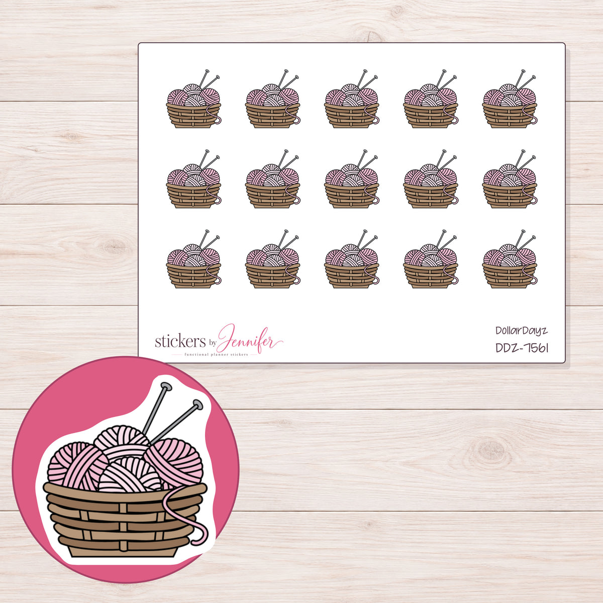 DDZ-7561 planner sticker sheet with enlarged sticker detail