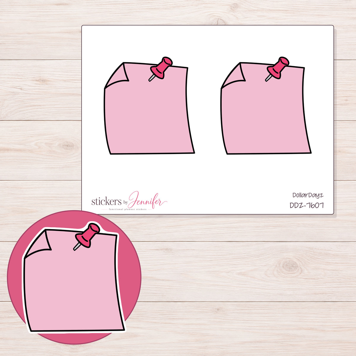 DDZ-7607 planner sticker sheet with enlarged sticker detail