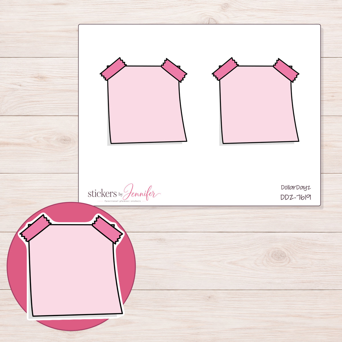 DDZ-7619 planner sticker sheet with enlarged sticker detail