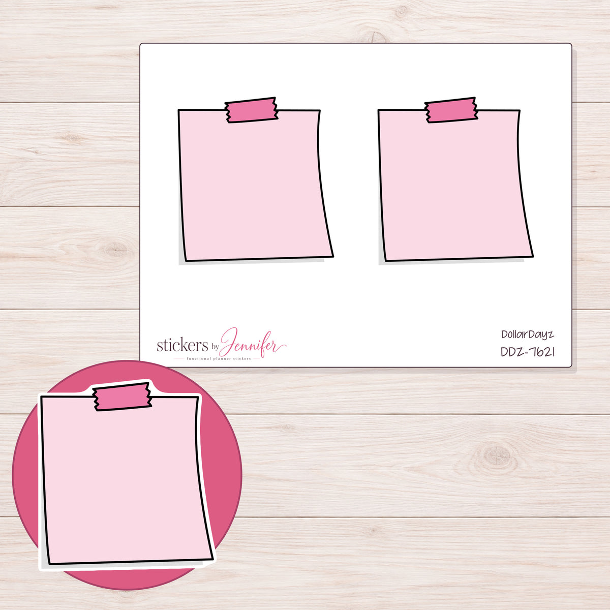 DDZ-7621 planner sticker sheet with enlarged sticker detail