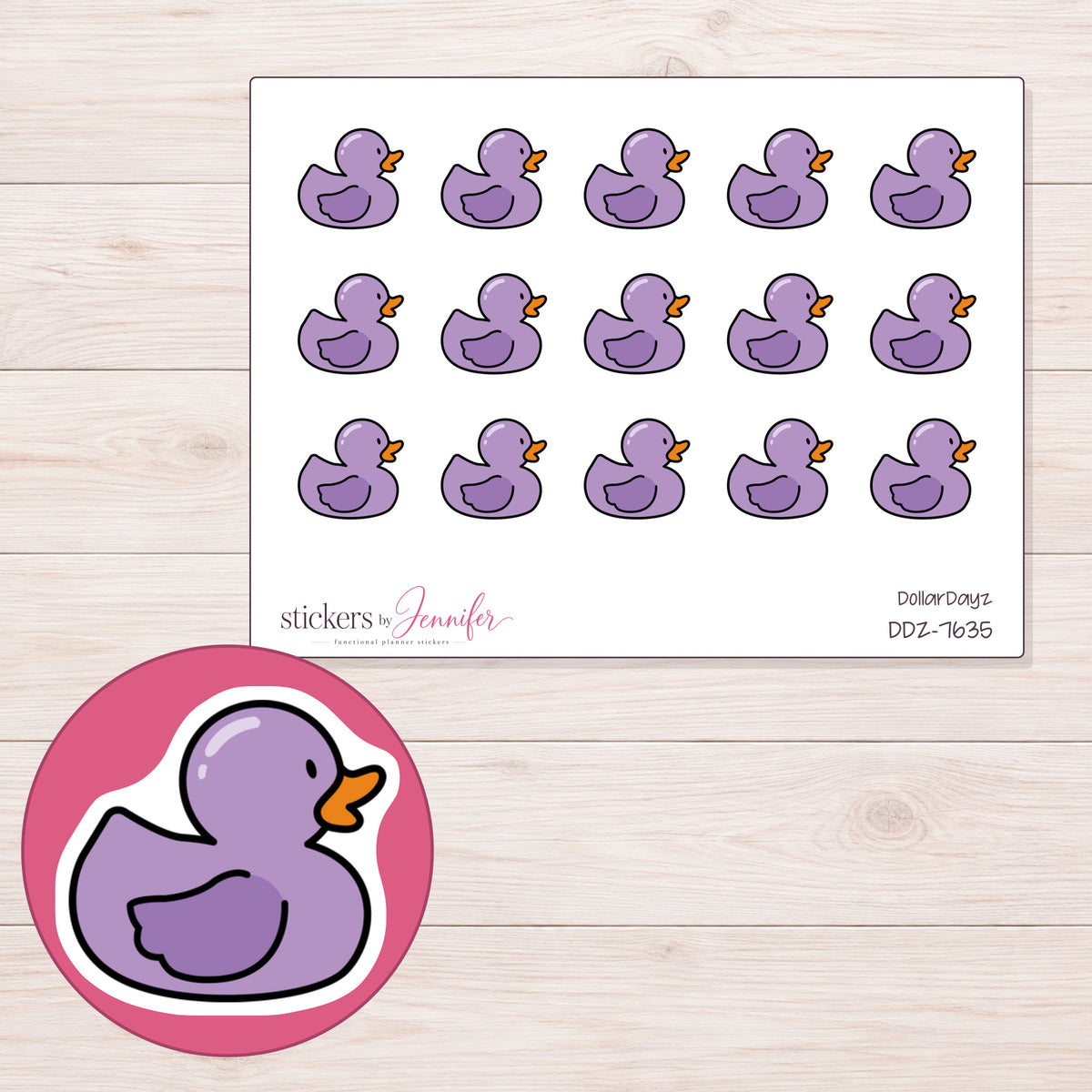 DDZ-7635 planner sticker sheet with enlarged sticker detail