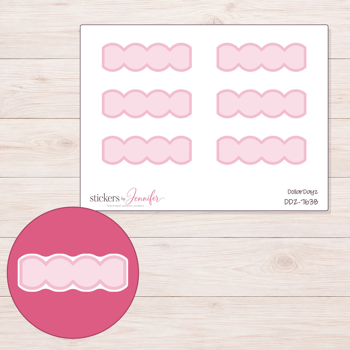 DDZ-7638 planner sticker sheet with enlarged sticker detail