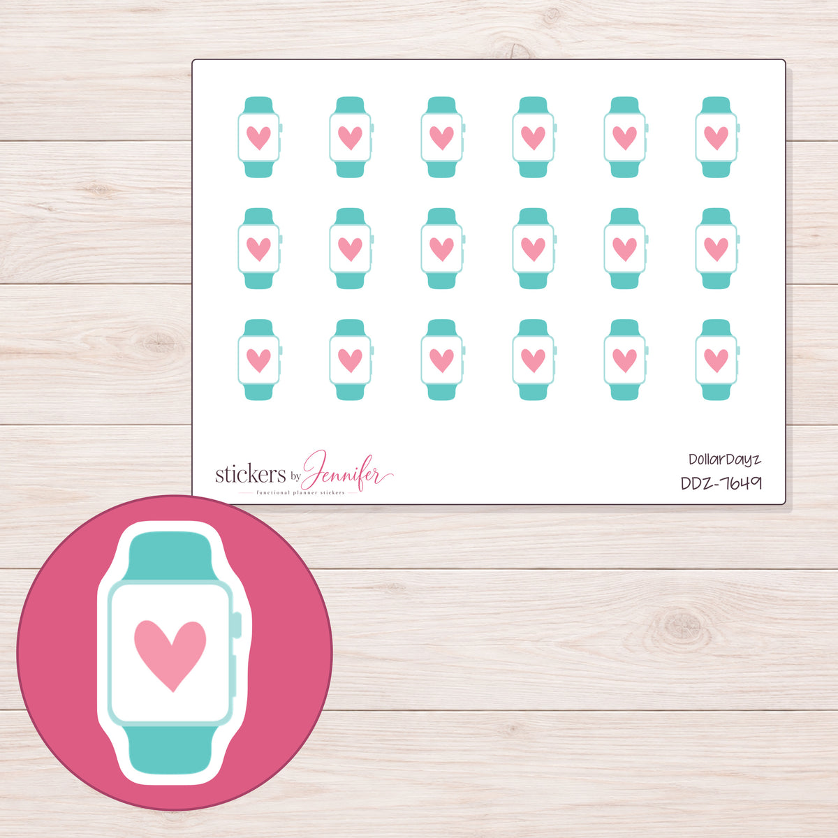 DDZ-7649 planner sticker sheet with enlarged sticker detail