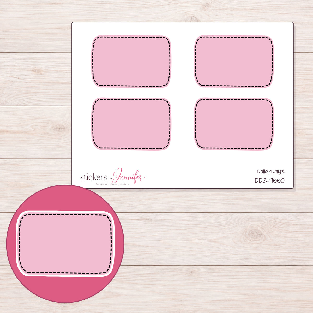 DDZ-7660 planner sticker sheet with enlarged sticker detail