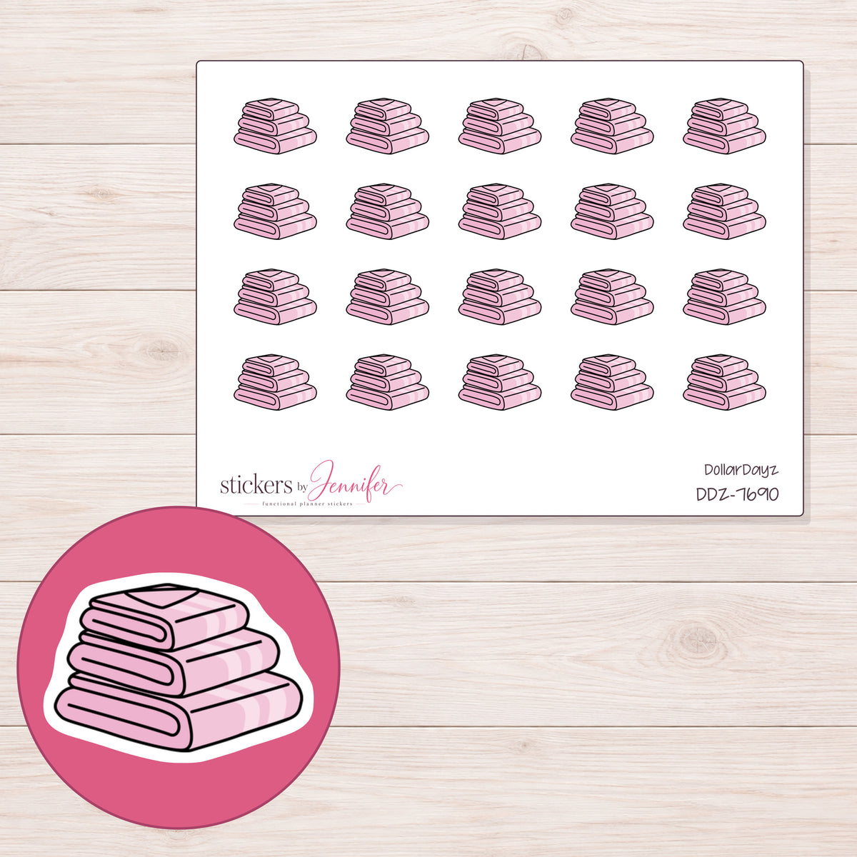 DDZ-7690 planner sticker sheet with enlarged sticker detail