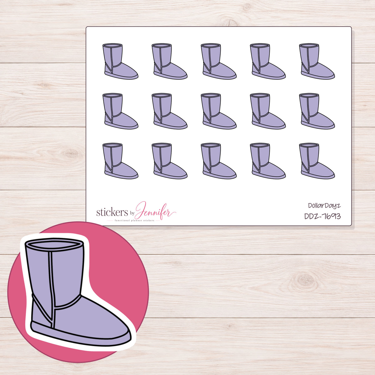 DDZ-7693 planner sticker sheet with enlarged sticker detail