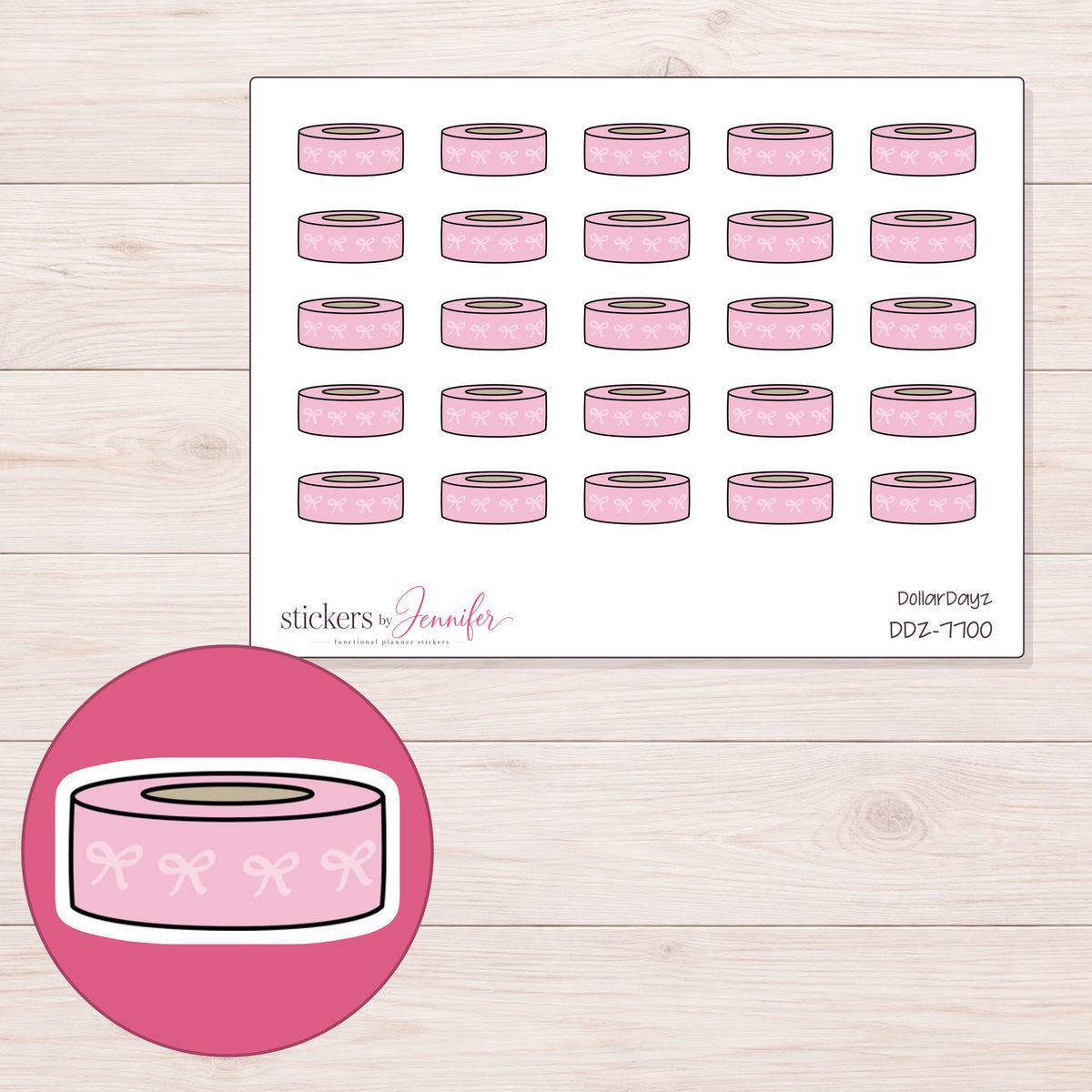 DDZ-7700 planner sticker sheet with enlarged sticker detail