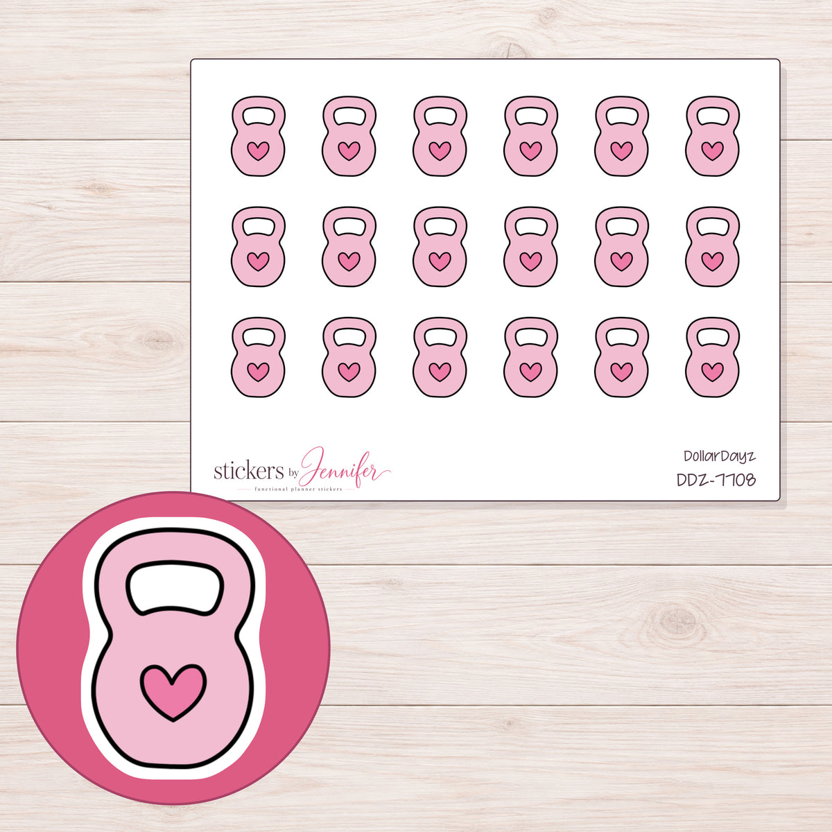 DDZ-7708 planner sticker sheet with enlarged sticker detail