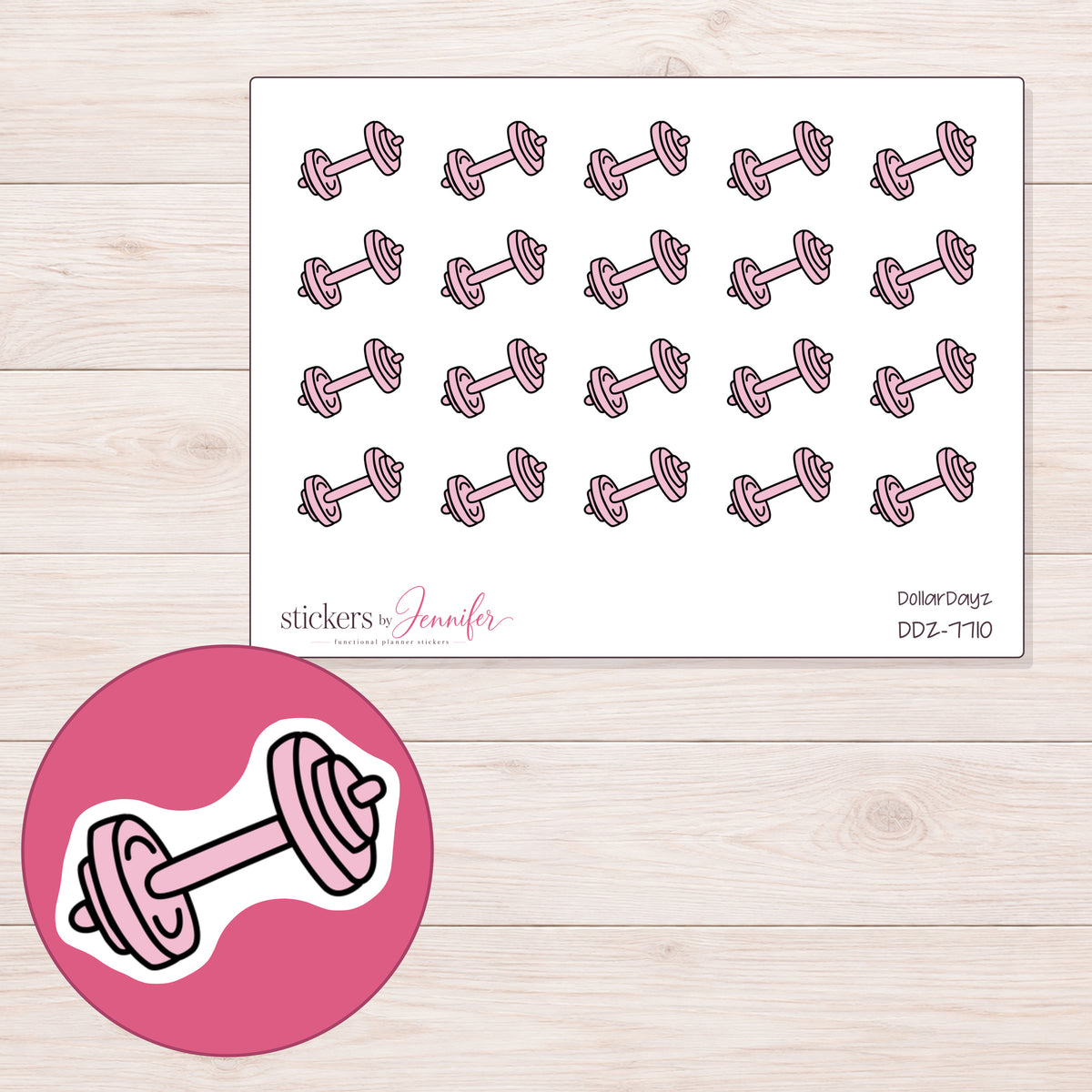 DDZ-7710 planner sticker sheet with enlarged sticker detail