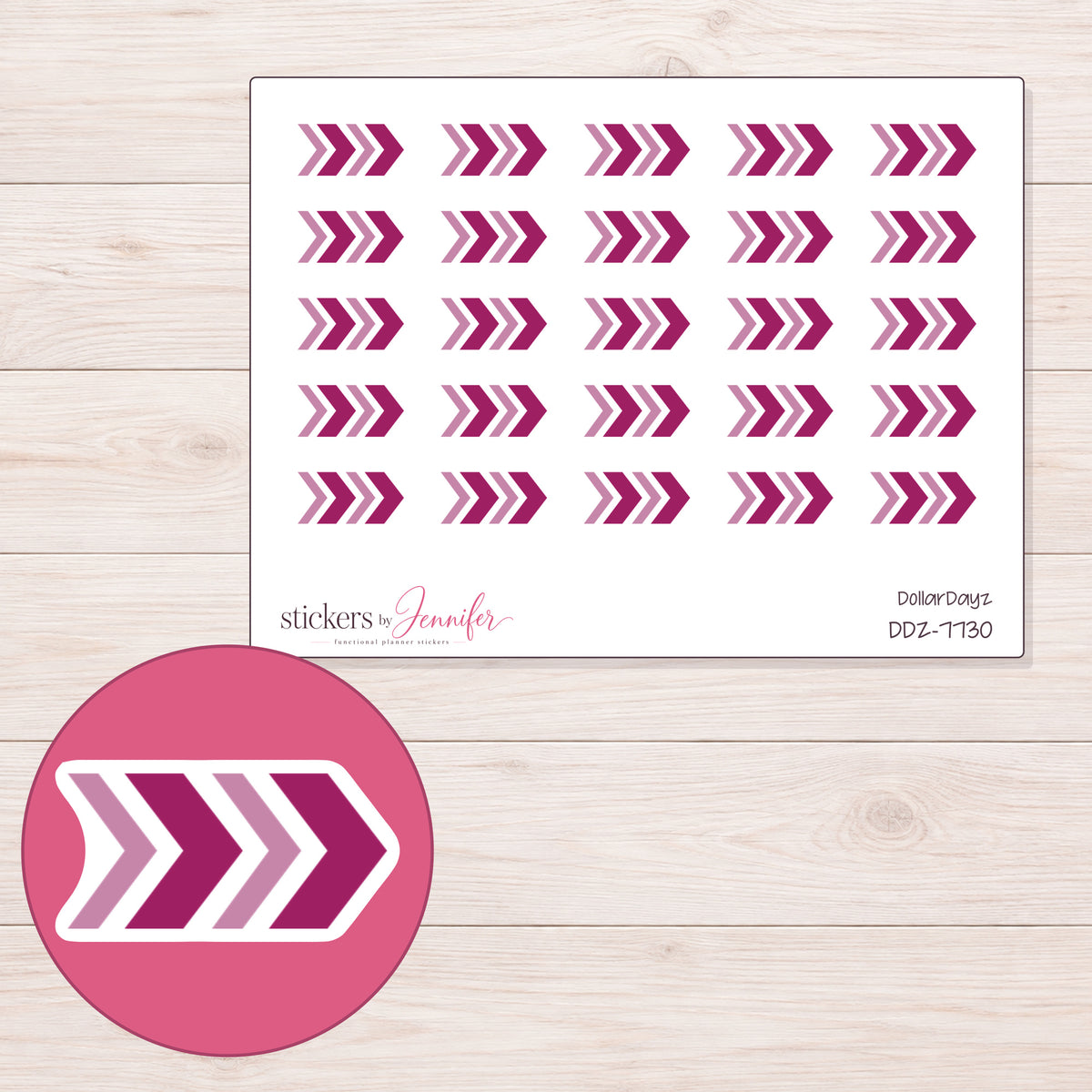 DDZ-7730 planner sticker sheet with enlarged sticker detail