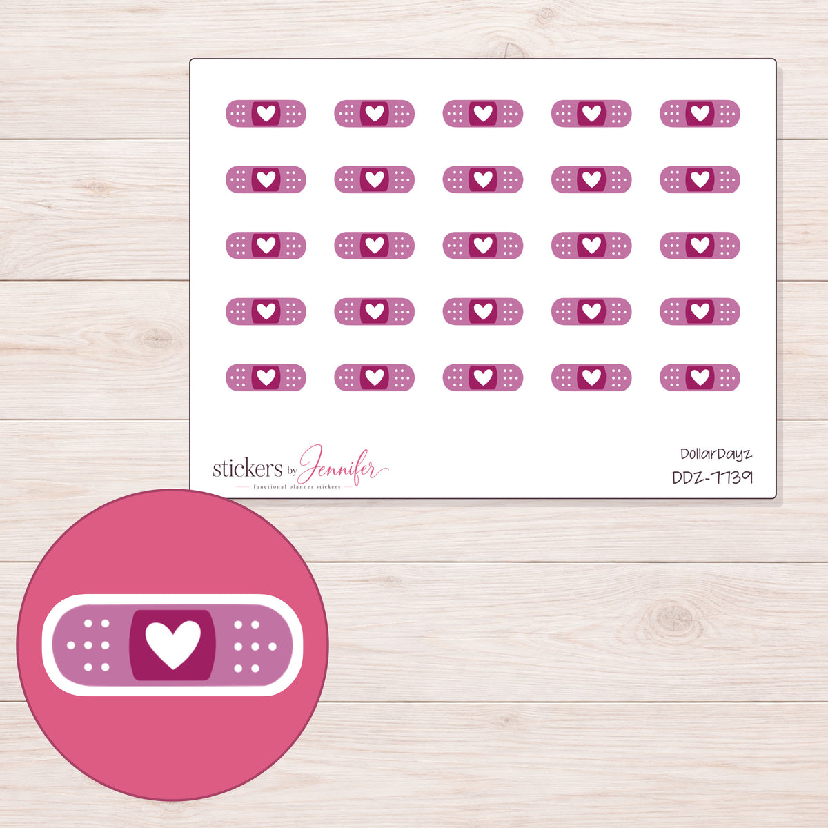 DDZ-7739 planner sticker sheet with enlarged sticker detail