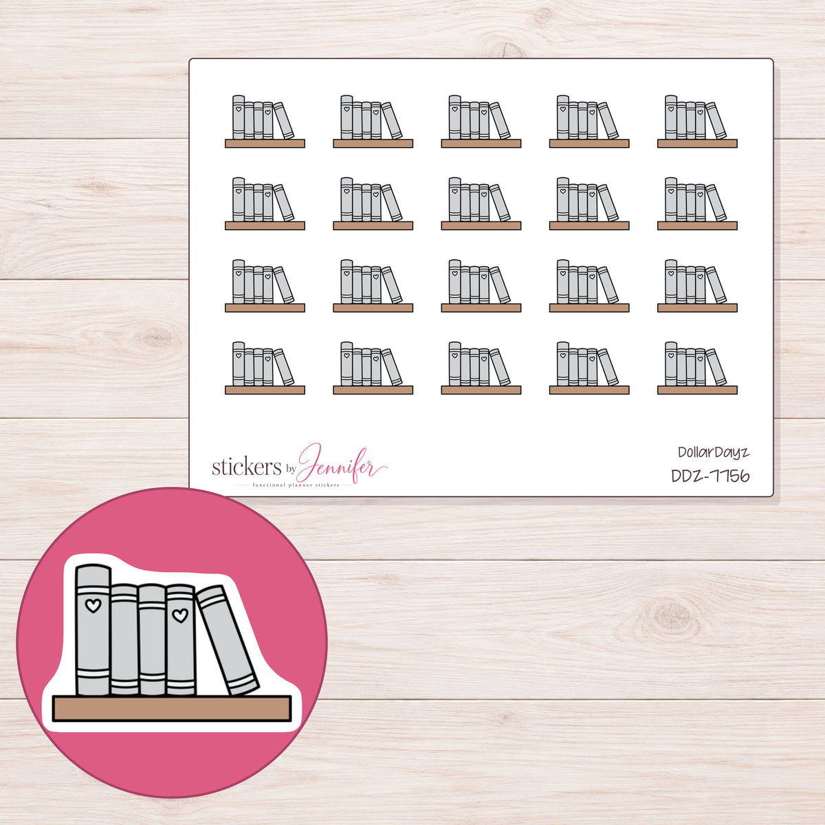 DDZ-7756 planner sticker sheet with enlarged sticker detail