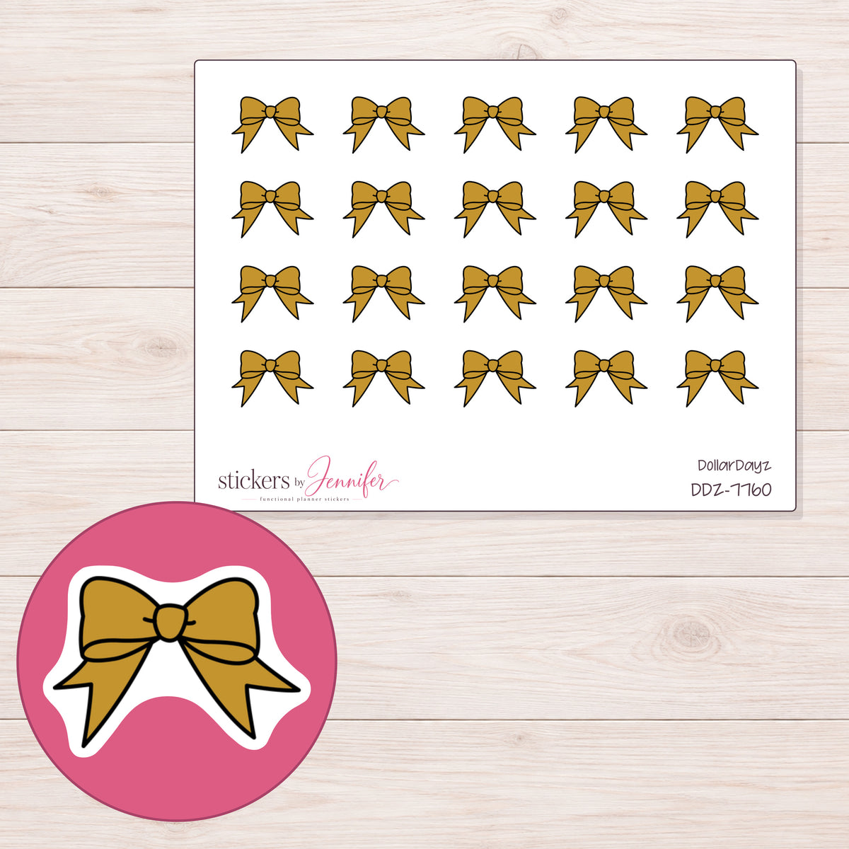 DDZ-7760 planner sticker sheet with enlarged sticker detail
