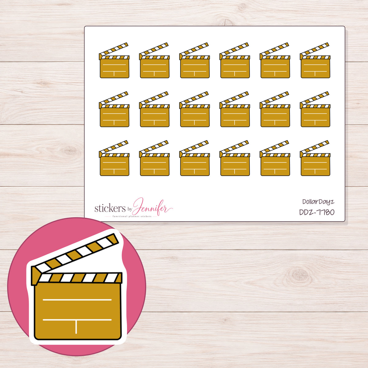 DDZ-7780 planner sticker sheet with enlarged sticker detail