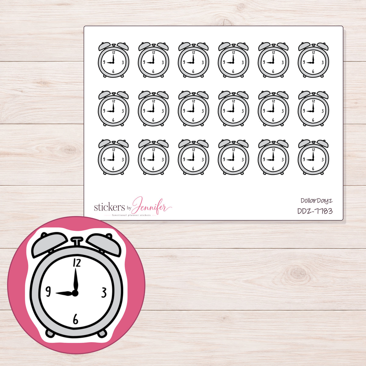 DDZ-7783 planner sticker sheet with enlarged sticker detail